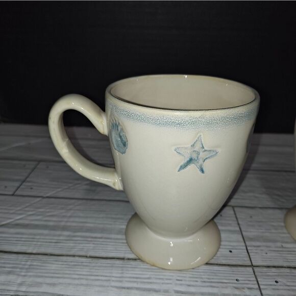 Home Studio Shoreline Collection Footed Mugs Seashells Nautical Beach Ocean - Picture 6 of 8